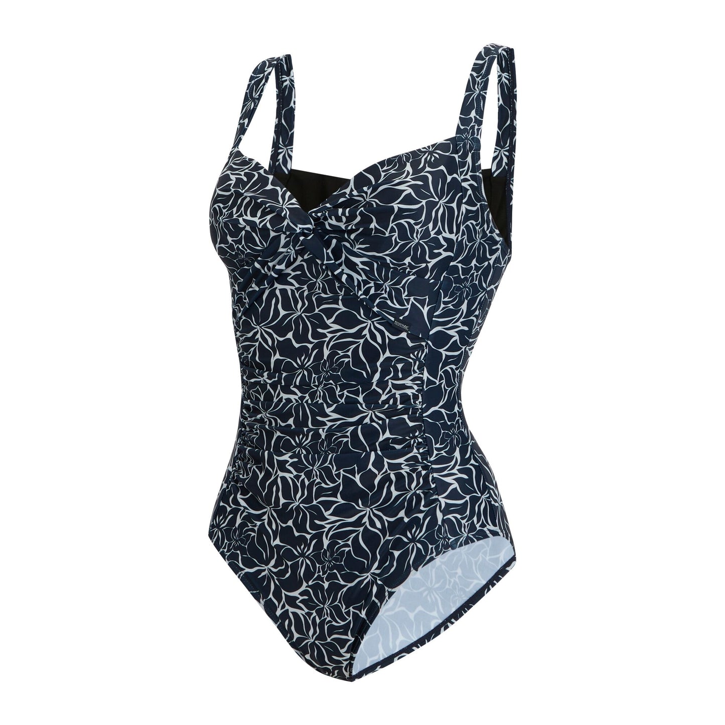 Navy - Side - Regatta Womens-Ladies Sakari Tummy Control Floral One Piece Swimsuit