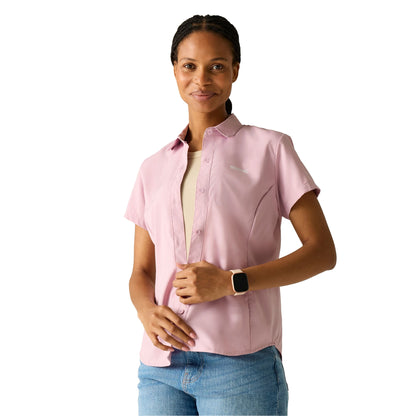 Powder Lilac Solid - Lifestyle - Regatta Womens-Ladies Lightweight Insect Repellent Short-Sleeved Travel Shirt