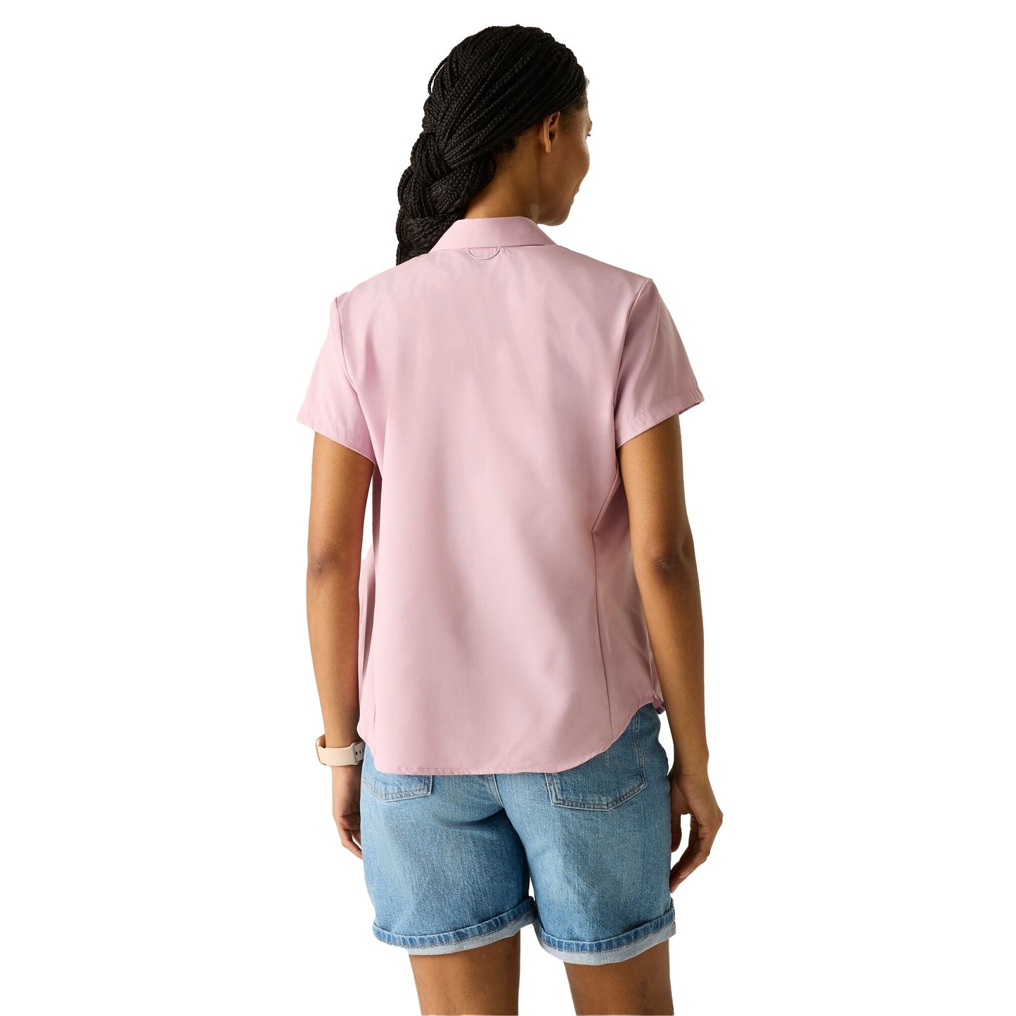 Powder Lilac Solid - Pack Shot - Regatta Womens-Ladies Lightweight Insect Repellent Short-Sleeved Travel Shirt
