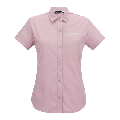 Powder Lilac Solid - Front - Regatta Womens-Ladies Lightweight Insect Repellent Short-Sleeved Travel Shirt