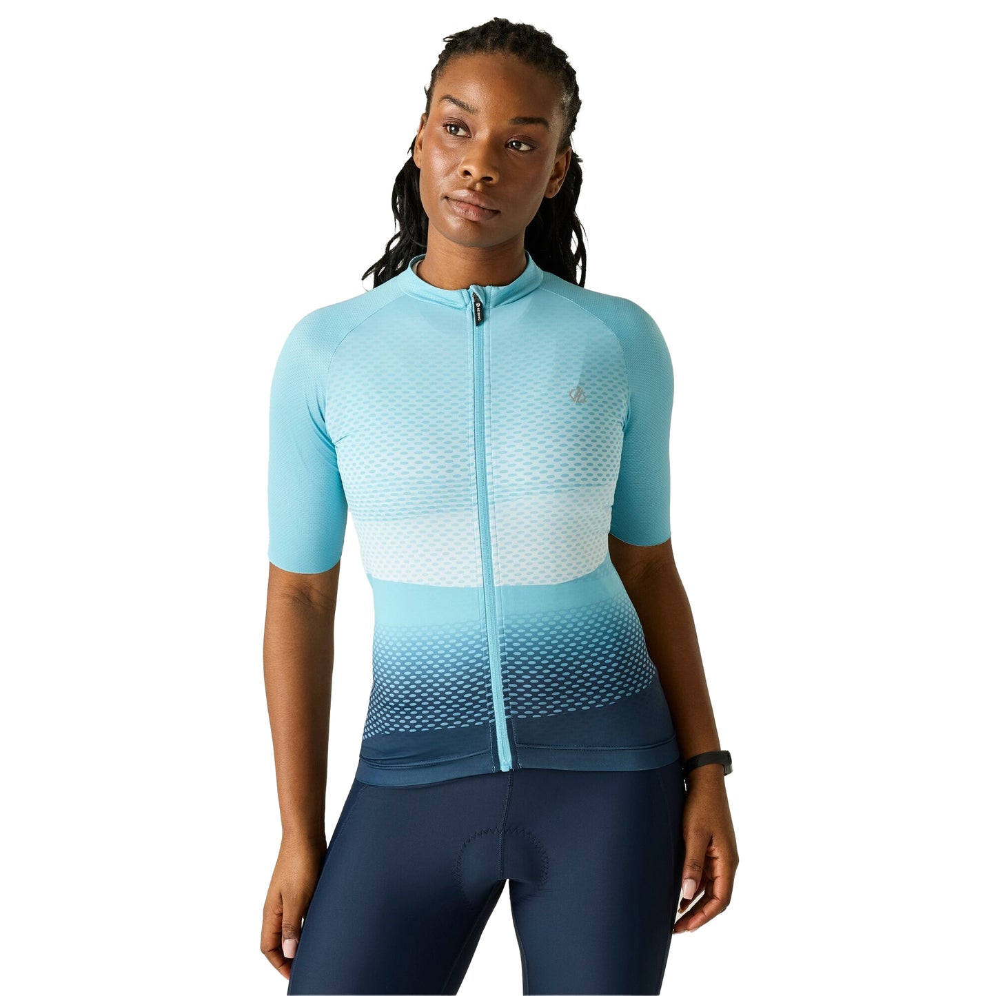 Nordic Blue - Front - Dare 2B Womens-Ladies Lightning Gradient Print Half-Sleeved Cycling Jersey