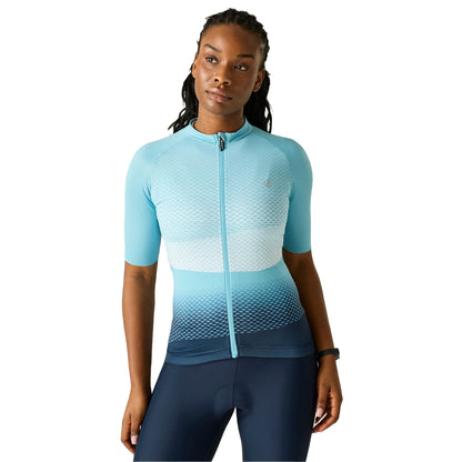 Nordic Blue - Front - Dare 2B Womens-Ladies Lightning Gradient Print Half-Sleeved Cycling Jersey
