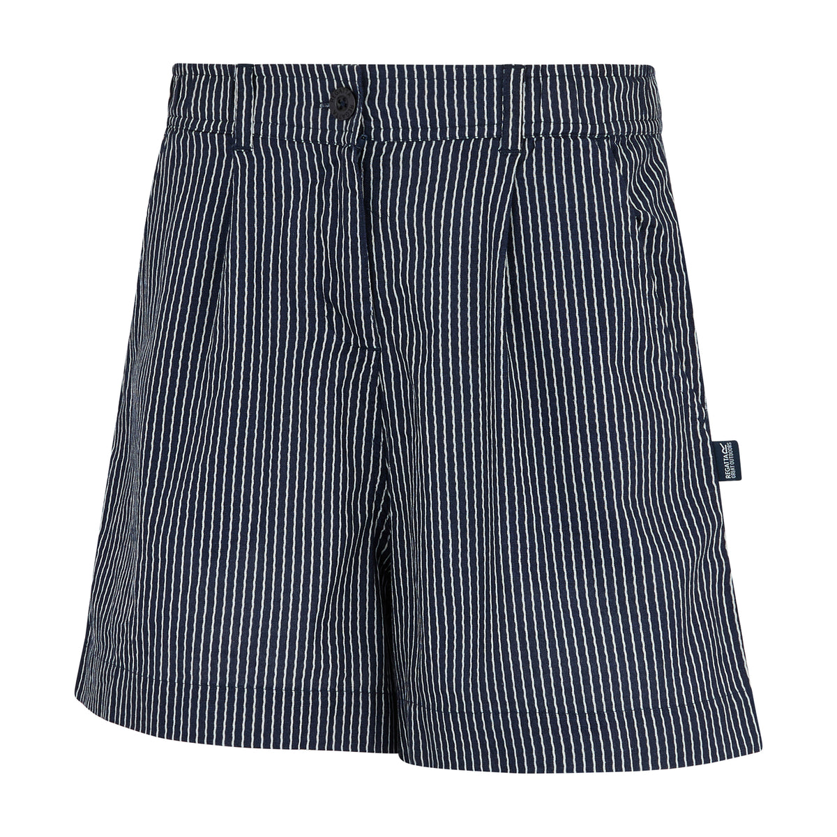 Navy-White - Side - Regatta Womens-Ladies Sabelle Vertical Stripe Casual Shorts