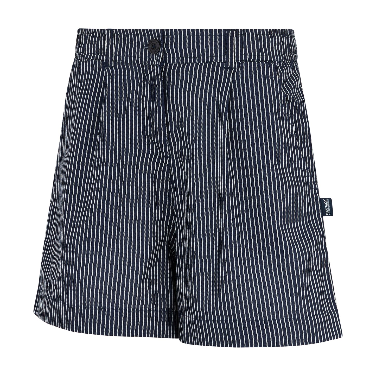 Navy-White - Side - Regatta Womens-Ladies Sabelle Vertical Stripe Casual Shorts