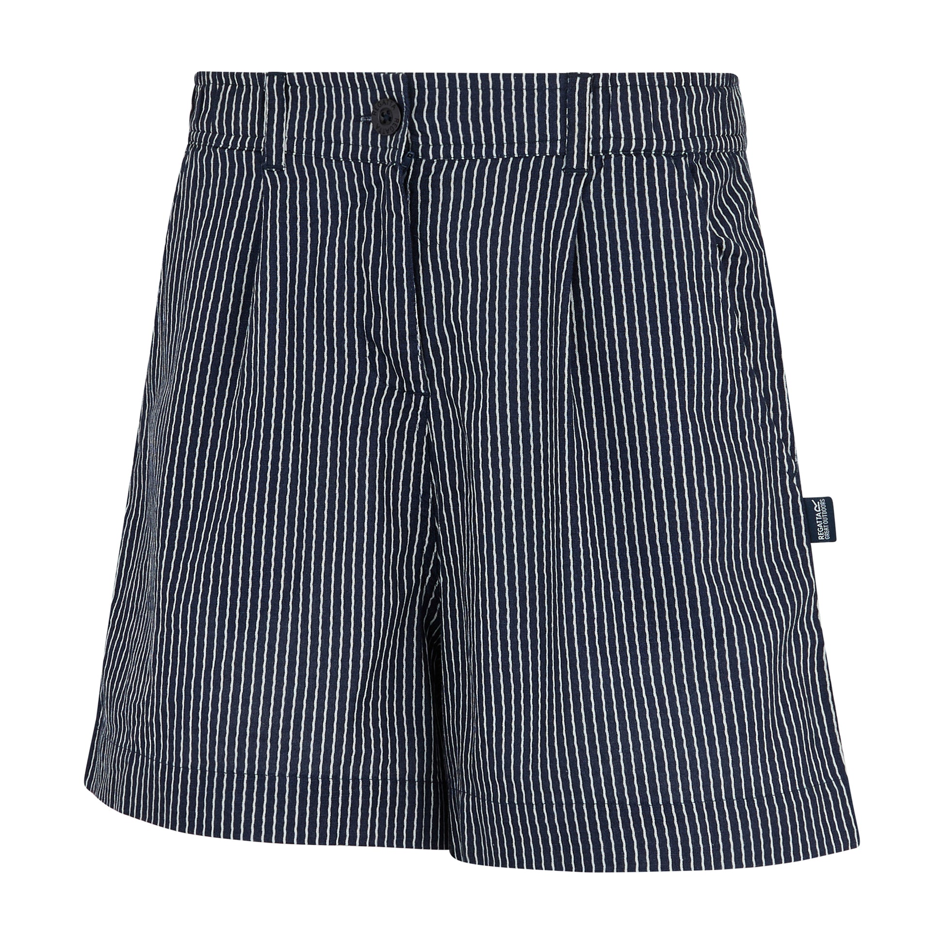 Navy-White - Side - Regatta Womens-Ladies Sabelle Vertical Stripe Casual Shorts