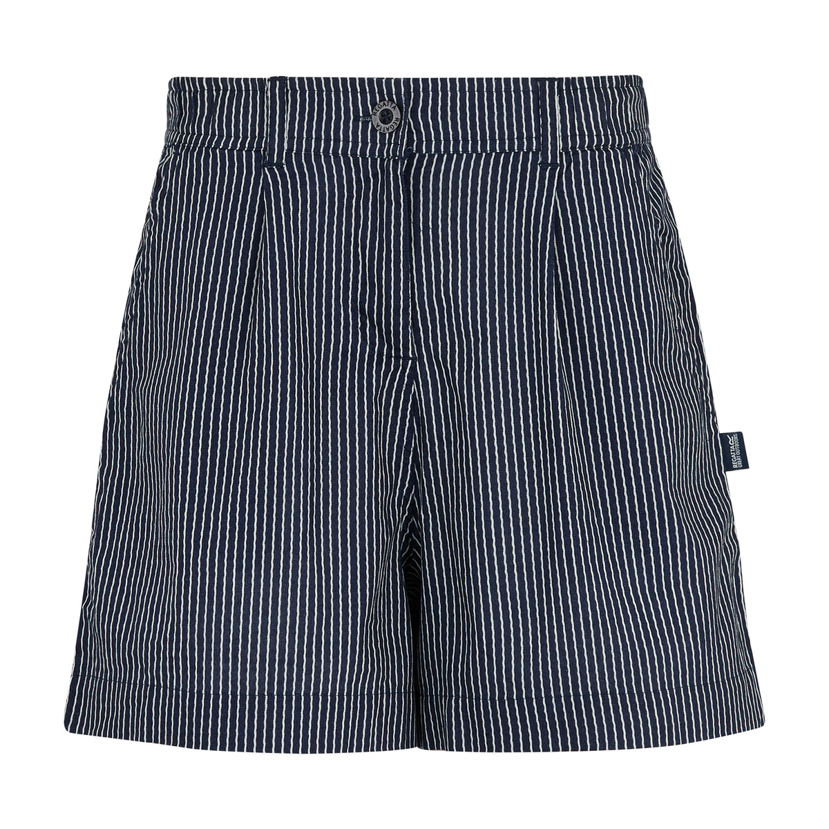 Navy-White - Front - Regatta Womens-Ladies Sabelle Vertical Stripe Casual Shorts