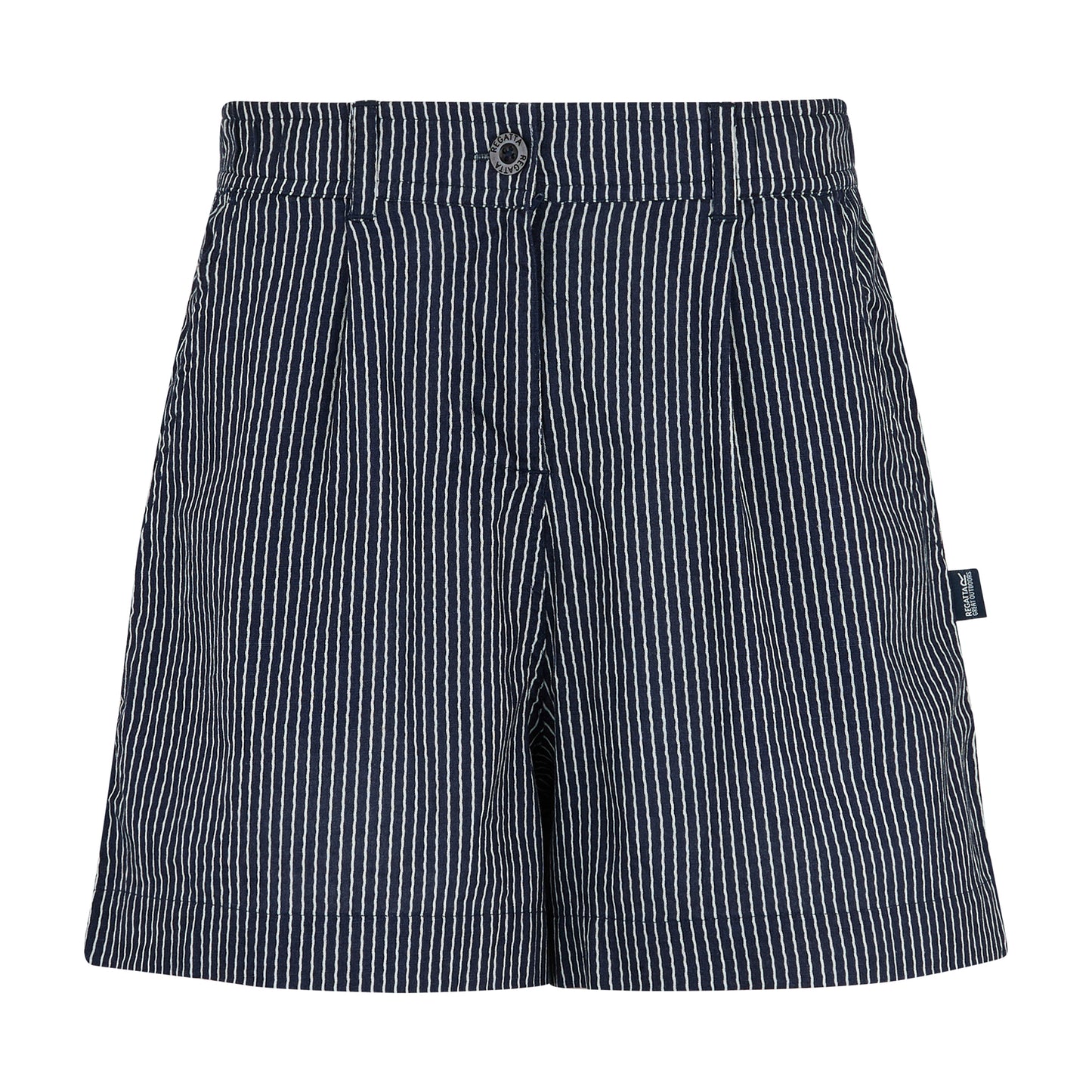 Navy-White - Front - Regatta Womens-Ladies Sabelle Vertical Stripe Casual Shorts