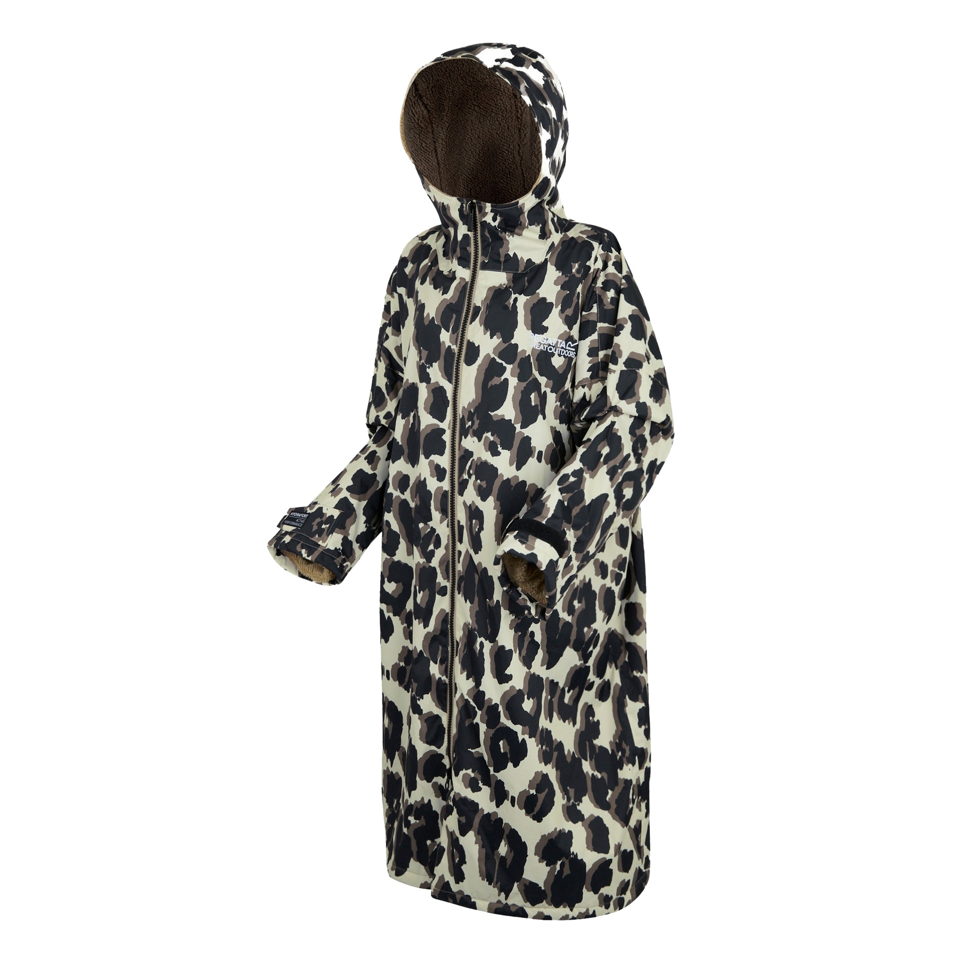 Multicoloured - Side - Regatta Unisex Adult Changing Leopard Print Robe