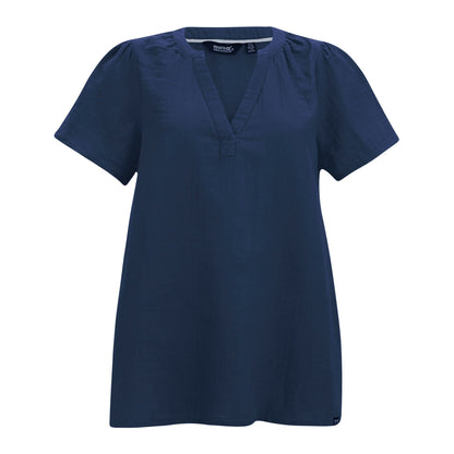 Navy Blue - Front - Regatta Womens-Ladies Selen Short-Sleeved Shirt