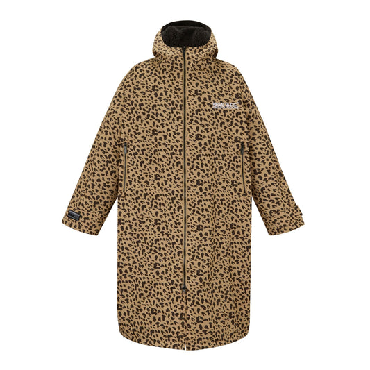Multicoloured - Front - Regatta Unisex Adult Leopard Print Waterproof Reversible Changing Robe