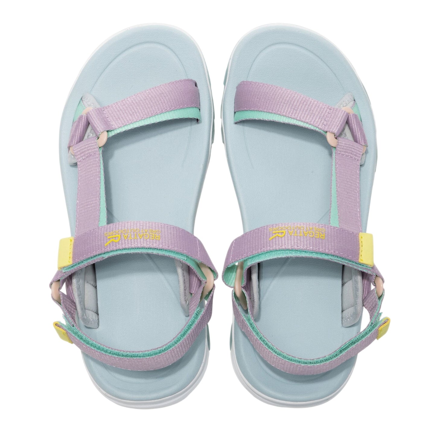 Powder Lilac-Ice Green - Pack Shot - Regatta Womens-Ladies Contrast Sandals