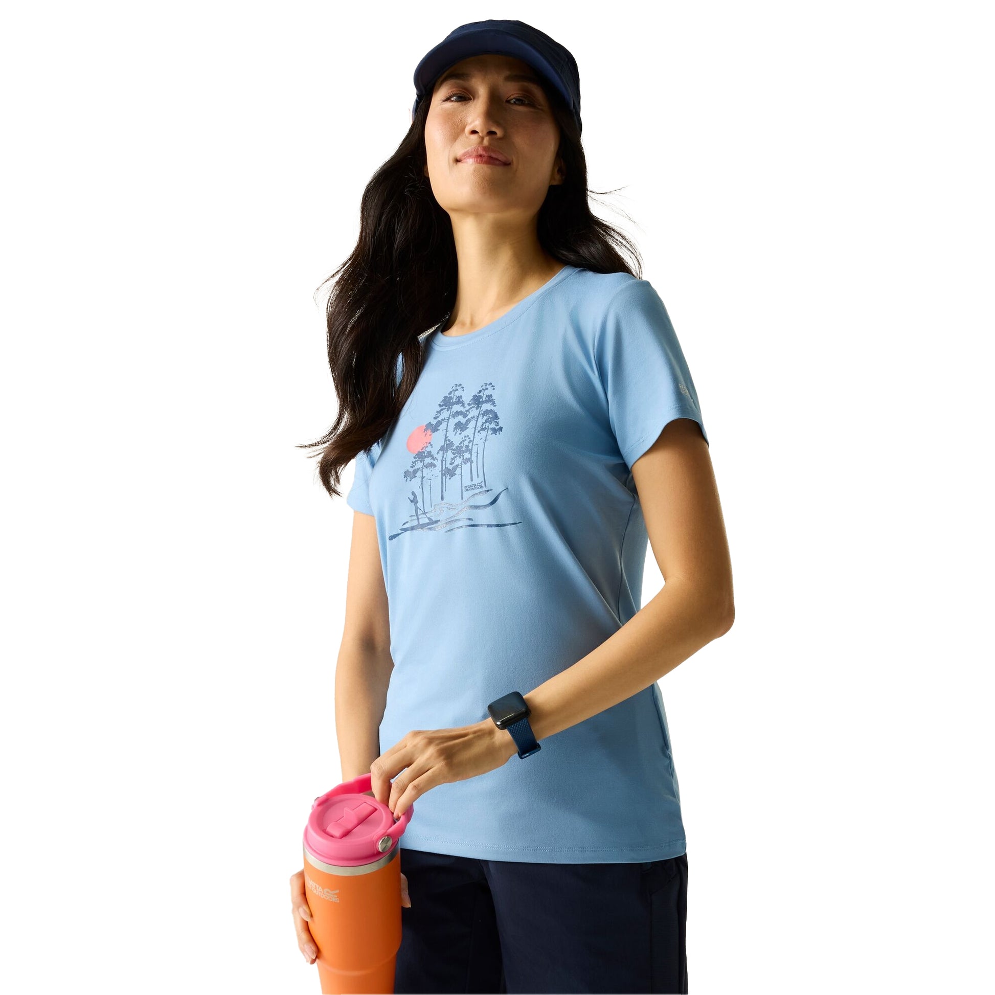 Washed Denim - Lifestyle - Regatta Womens-Ladies Fingal Trees Stretch T-Shirt