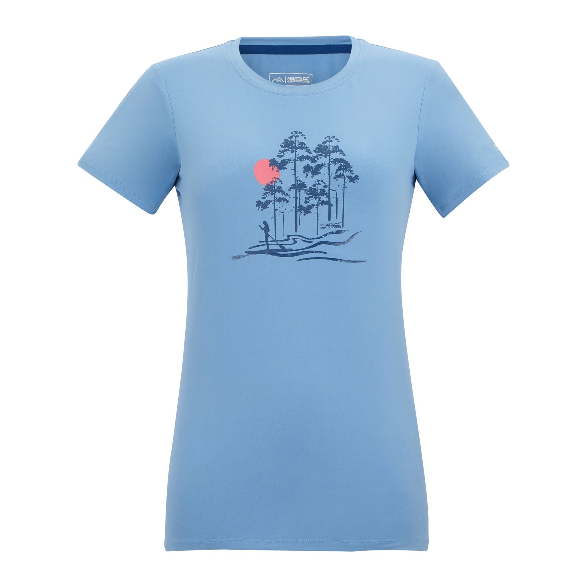 Washed Denim - Front - Regatta Womens-Ladies Fingal Trees Stretch T-Shirt