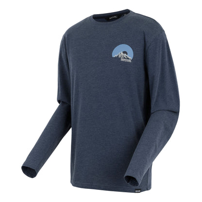 Navy - Side - Regatta Mens Maylow Back Print Long-Sleeved T-Shirt