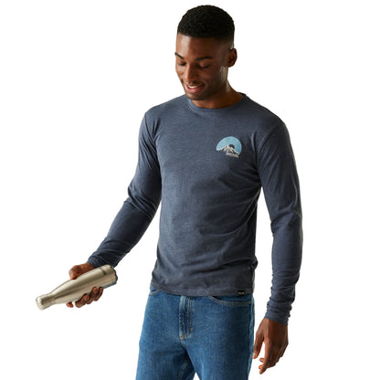 Navy - Lifestyle - Regatta Mens Maylow Back Print Long-Sleeved T-Shirt