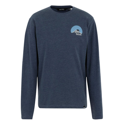 Navy - Front - Regatta Mens Maylow Back Print Long-Sleeved T-Shirt