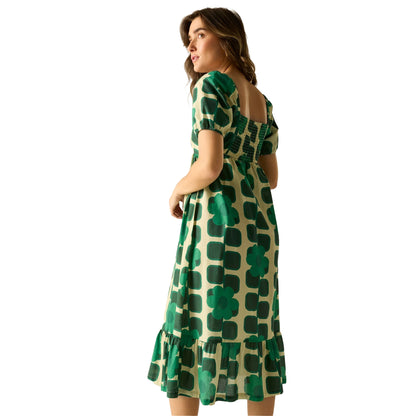 Green - Pack Shot - Regatta Womens-Ladies Orla Kiely Giant Square Flower Summer Midi Dress