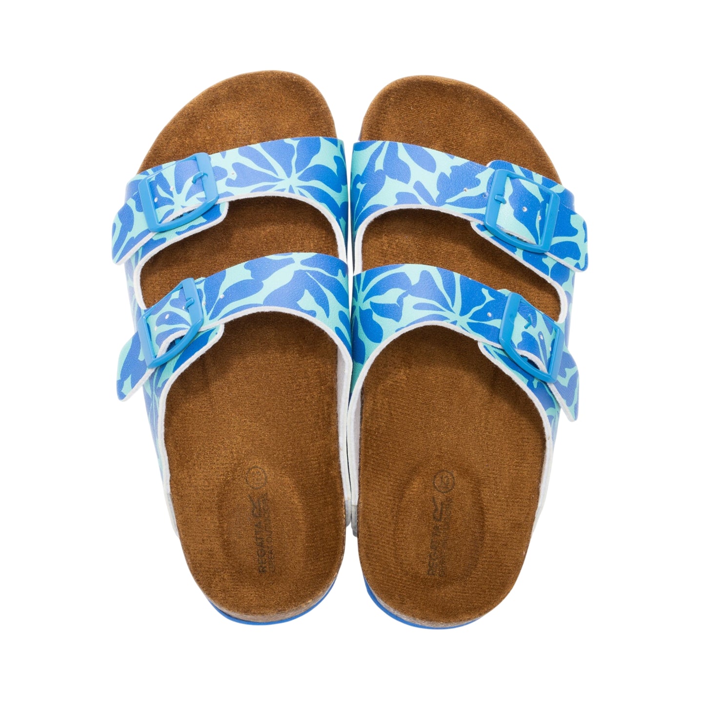 Ice Green-Sonic Blue - Pack Shot - Regatta Childrens-Kids Mia Double Strap Sandals