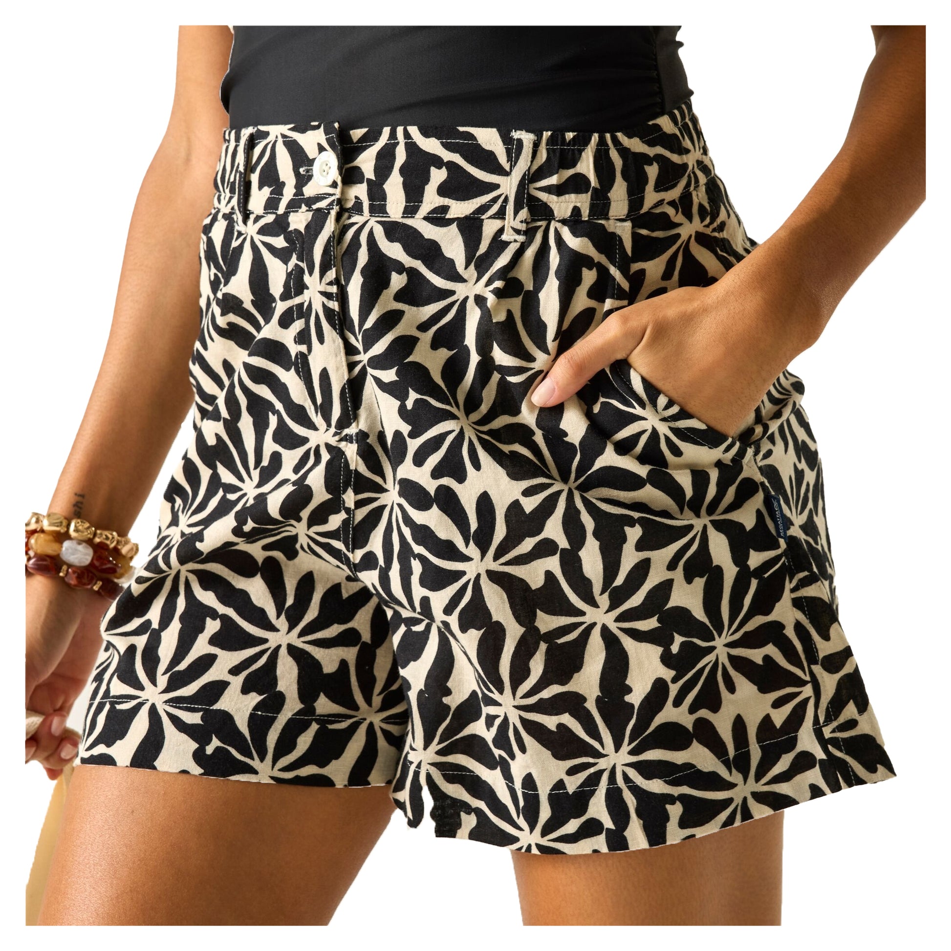 Beige - Side - Regatta Womens-Ladies Sabelle Abstract Floral Shorts