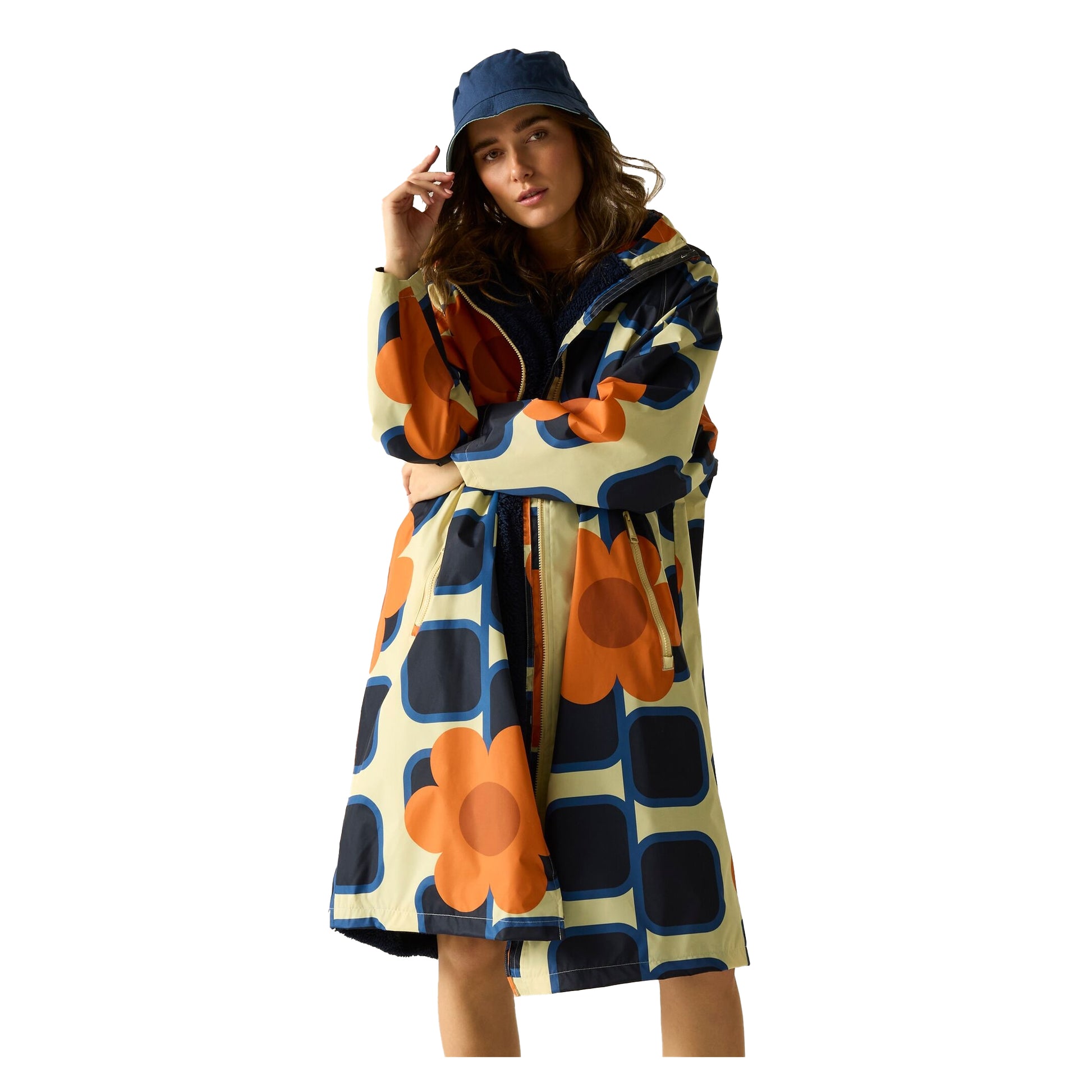 Orange - Lifestyle - Regatta Unisex Adult Orla Kiely Giant Square Flower Changing Robe