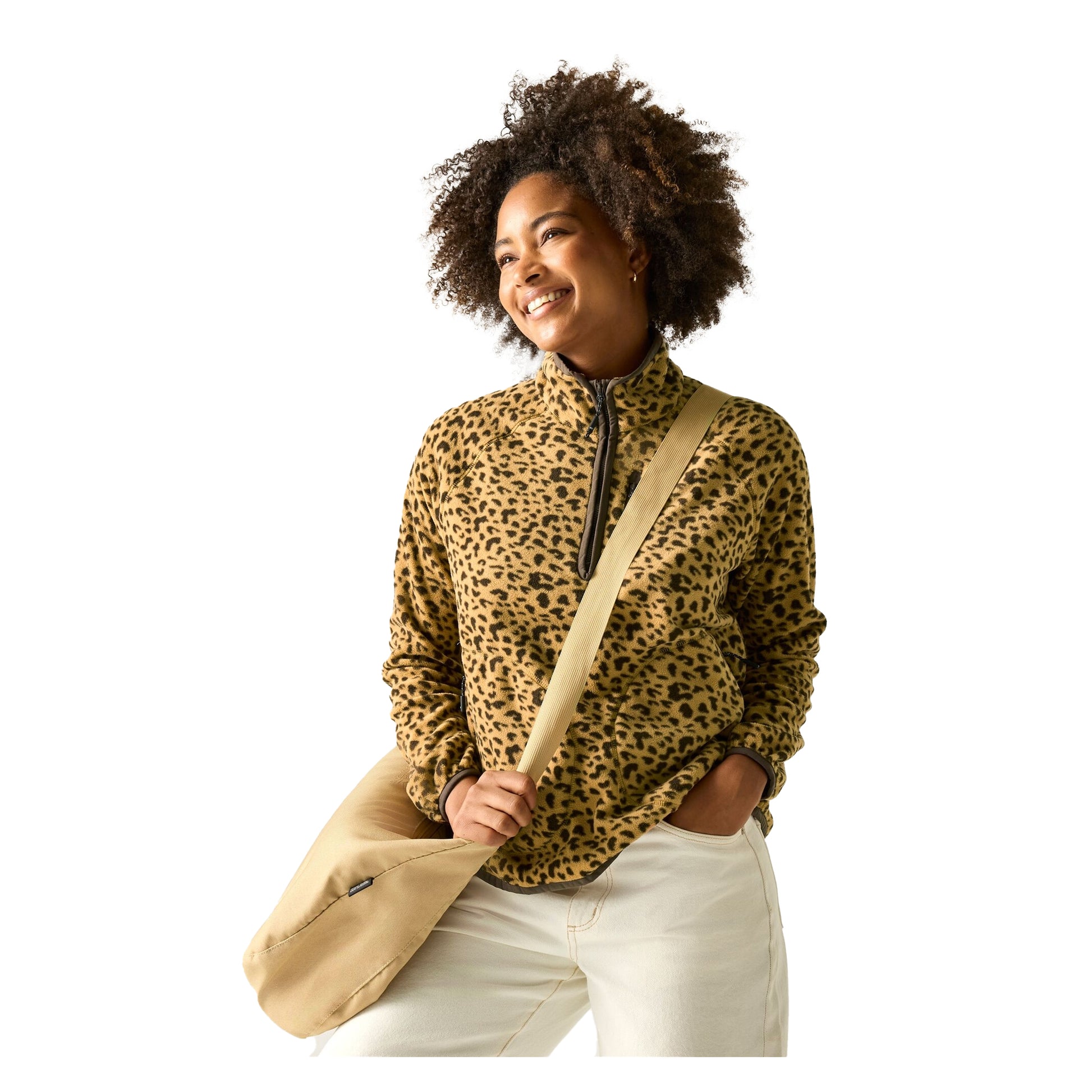 Multicoloured - Lifestyle - Regatta Womens-Ladies Frankie Leopard Print Half Zip Fleece Jacket