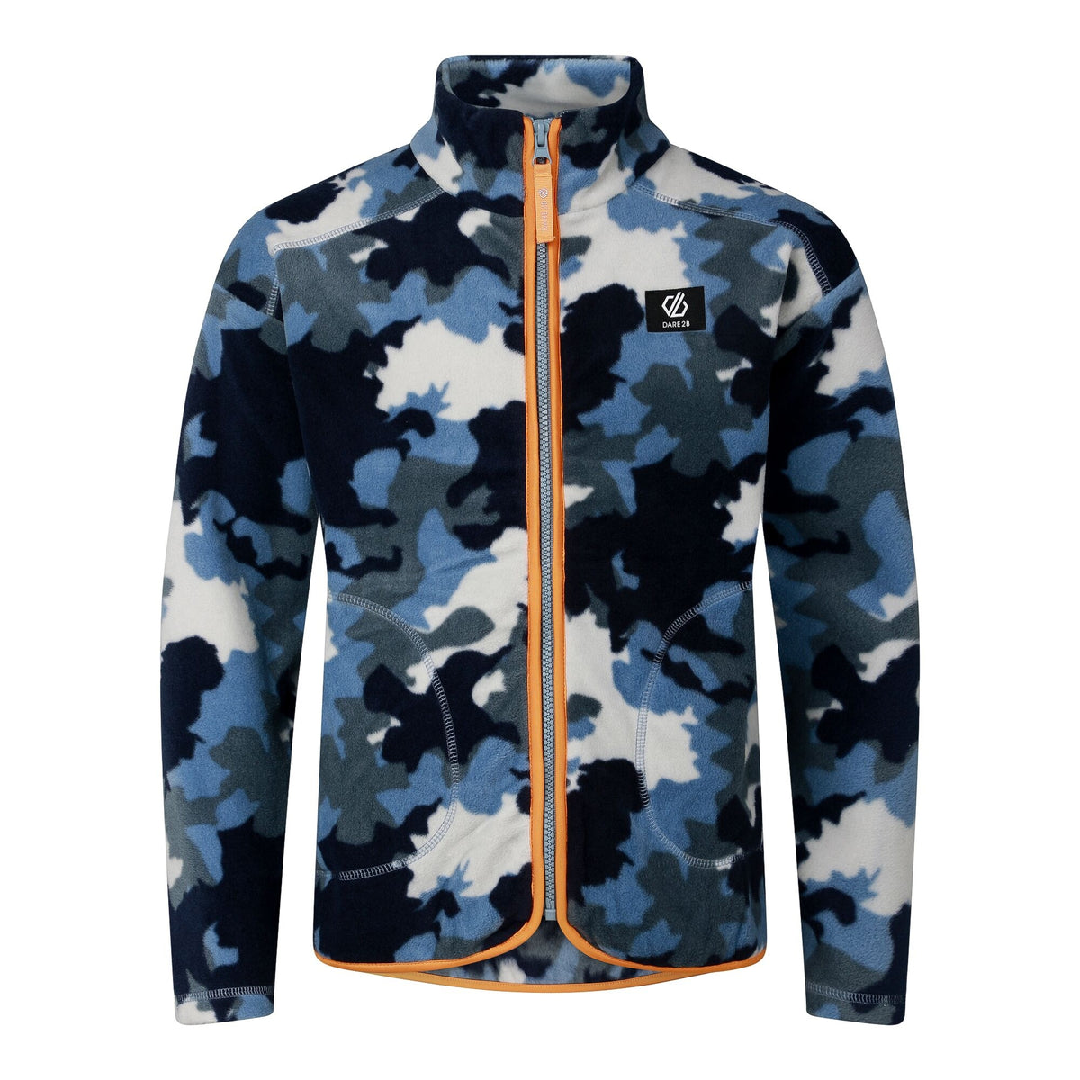 Dusky Blue - Front - Dare 2B Childrens-Kids Wing It Camo Full Zip Fleece Jacket