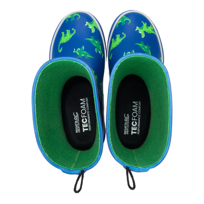 Blue Green - Lifestyle - Regatta Childrens-Kids Mudplay III Dinosaur Wellington Boots
