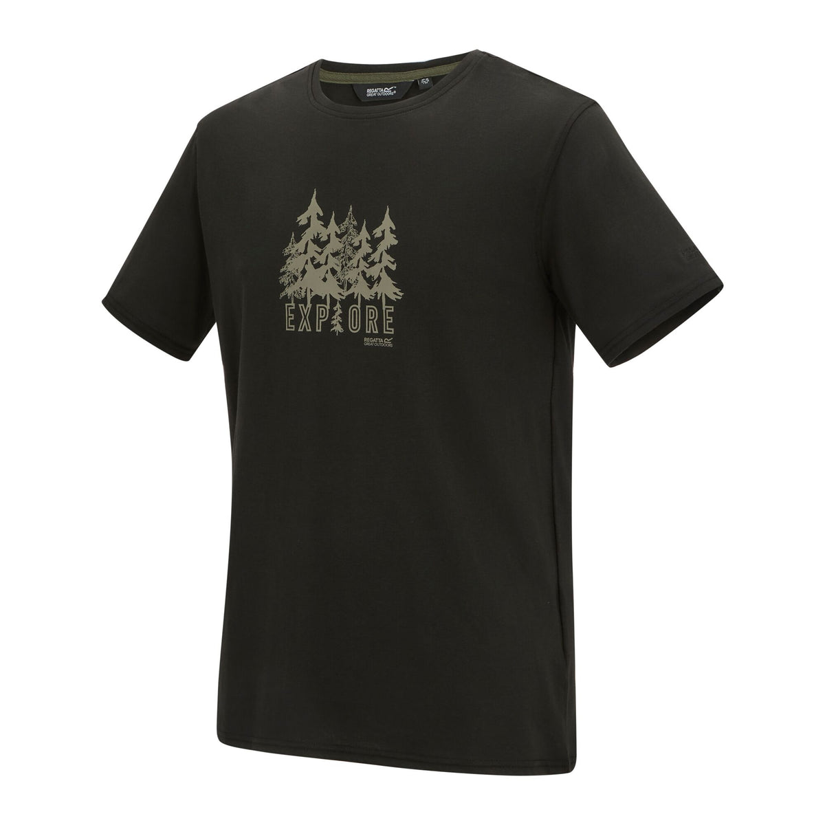 Black - Side - Regatta Mens Cline IX Explore Forest Trees T-Shirt
