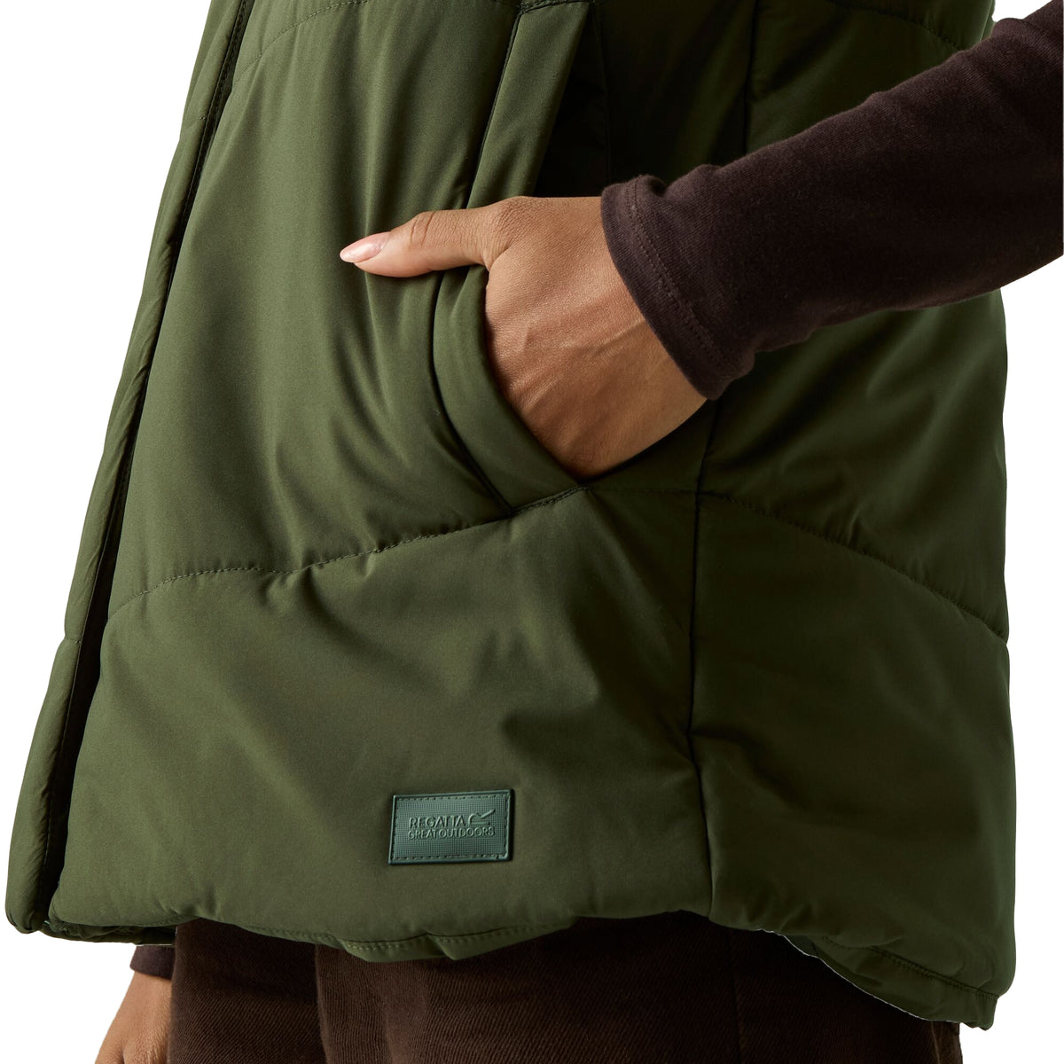 Dark Khaki - Close up - Regatta Womens-Ladies Nehiala Gilet