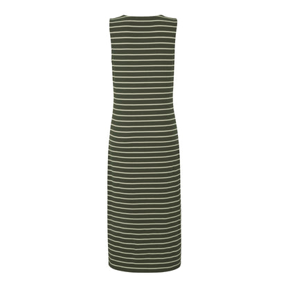 Dark Khaki-Light Vanilla - Back - Regatta Womens-Ladies Amorie Contrast Striped Midi Dress