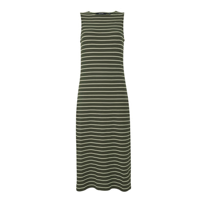 Dark Khaki-Light Vanilla - Front - Regatta Womens-Ladies Amorie Contrast Striped Midi Dress