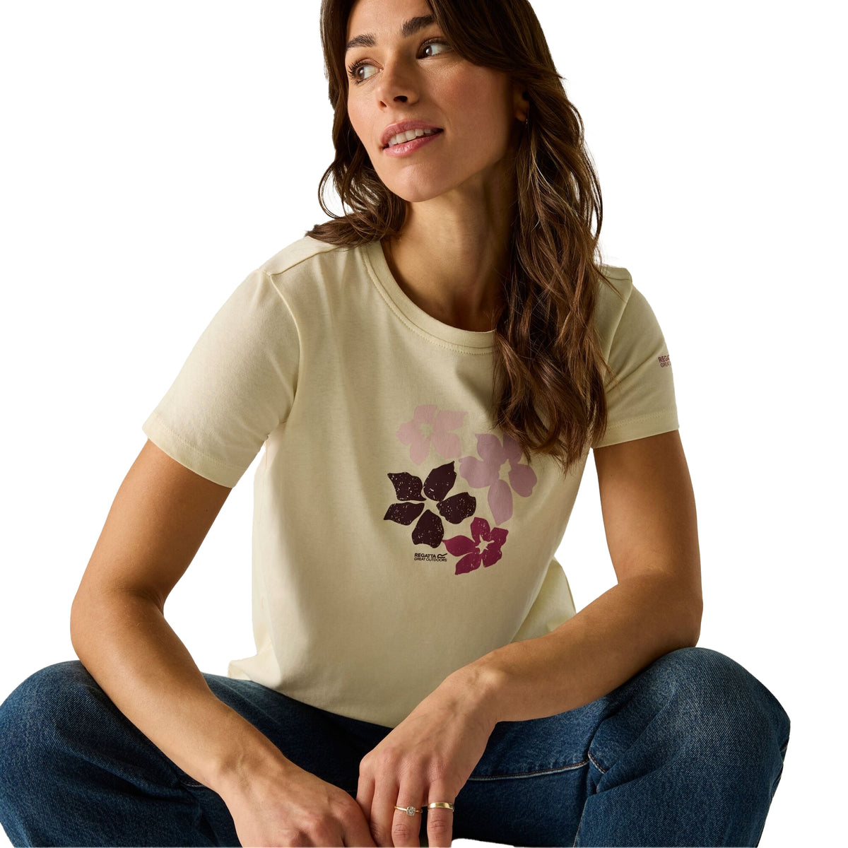 Light Vanilla - Close up - Regatta Womens-Ladies Filandra VX Shadow Flower T-Shirt