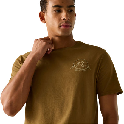 Rich Tan - Pack Shot - Regatta Mens Cline IX Original Outdoor Back Print T-Shirt