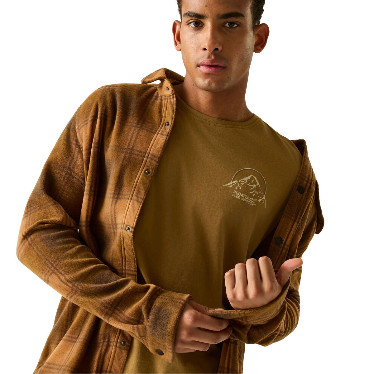 Rich Tan - Close up - Regatta Mens Cline IX Original Outdoor Back Print T-Shirt