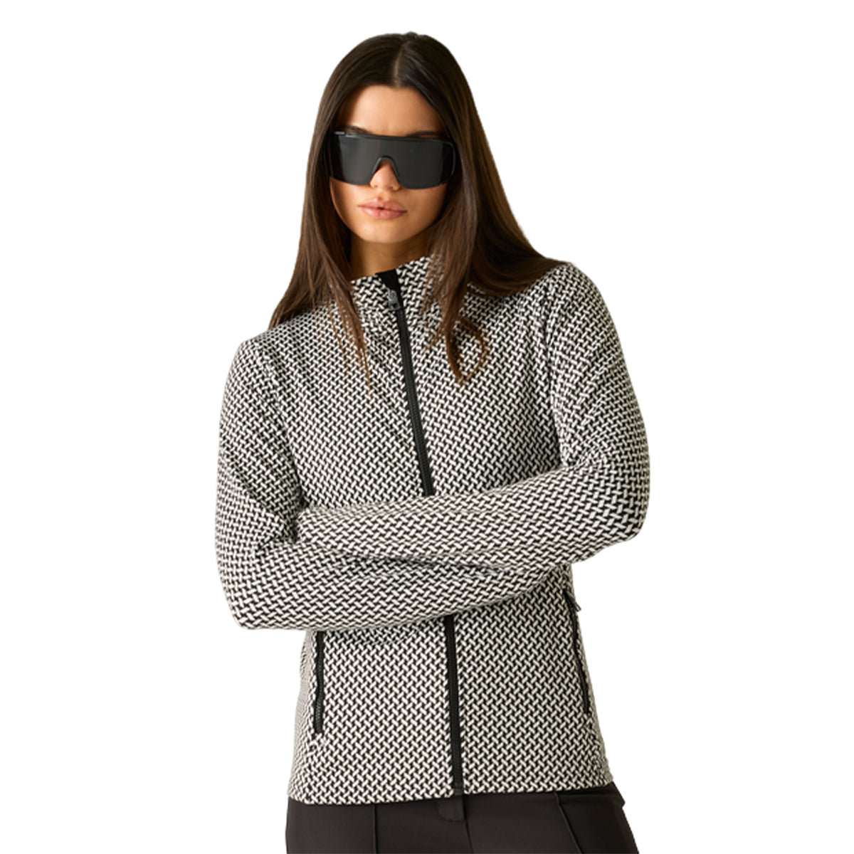 Black-Egret - Close up - Dare 2B Womens-Ladies Descend III Jacquard Midlayer