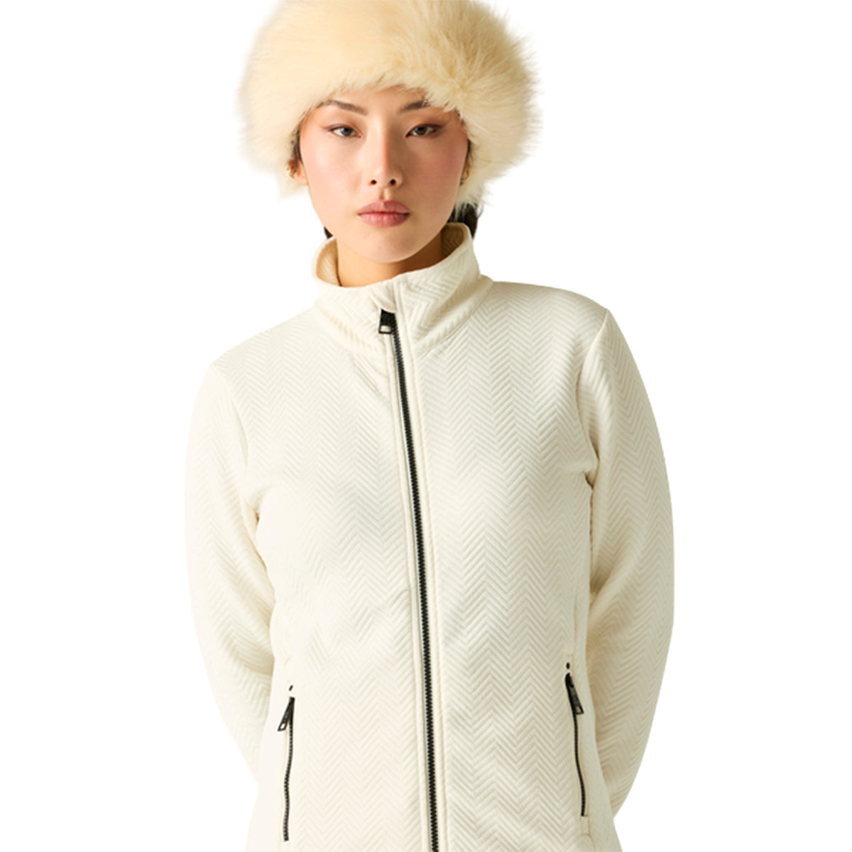 Egret - Close up - Dare 2B Womens-Ladies Descend III Jacquard Midlayer
