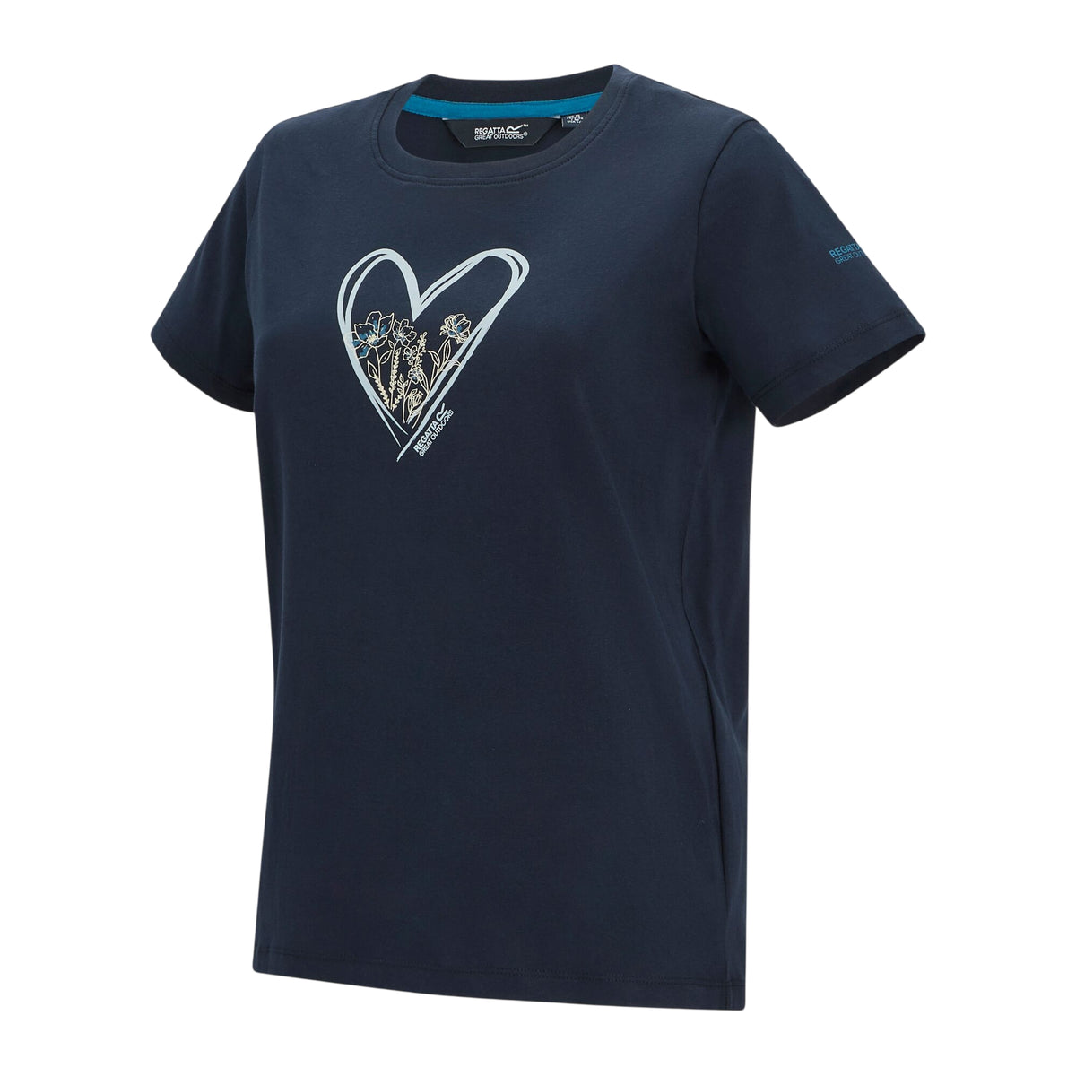 Navy - Side - Regatta Womens-Ladies Filandra VX Heart T-Shirt