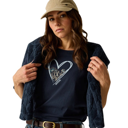 Navy - Pack Shot - Regatta Womens-Ladies Filandra VX Heart T-Shirt