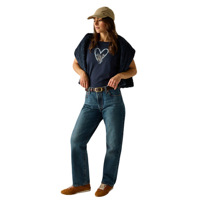 Navy - Close up - Regatta Womens-Ladies Filandra VX Heart T-Shirt