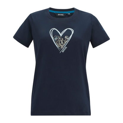 Navy - Front - Regatta Womens-Ladies Filandra VX Heart T-Shirt