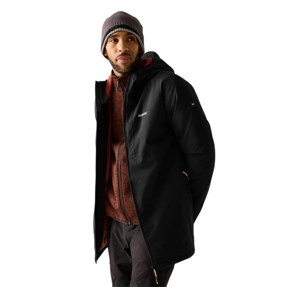Black-Burnt Henna - Pack Shot - Regatta Mens Hoscar Waterproof Insulated Jacket