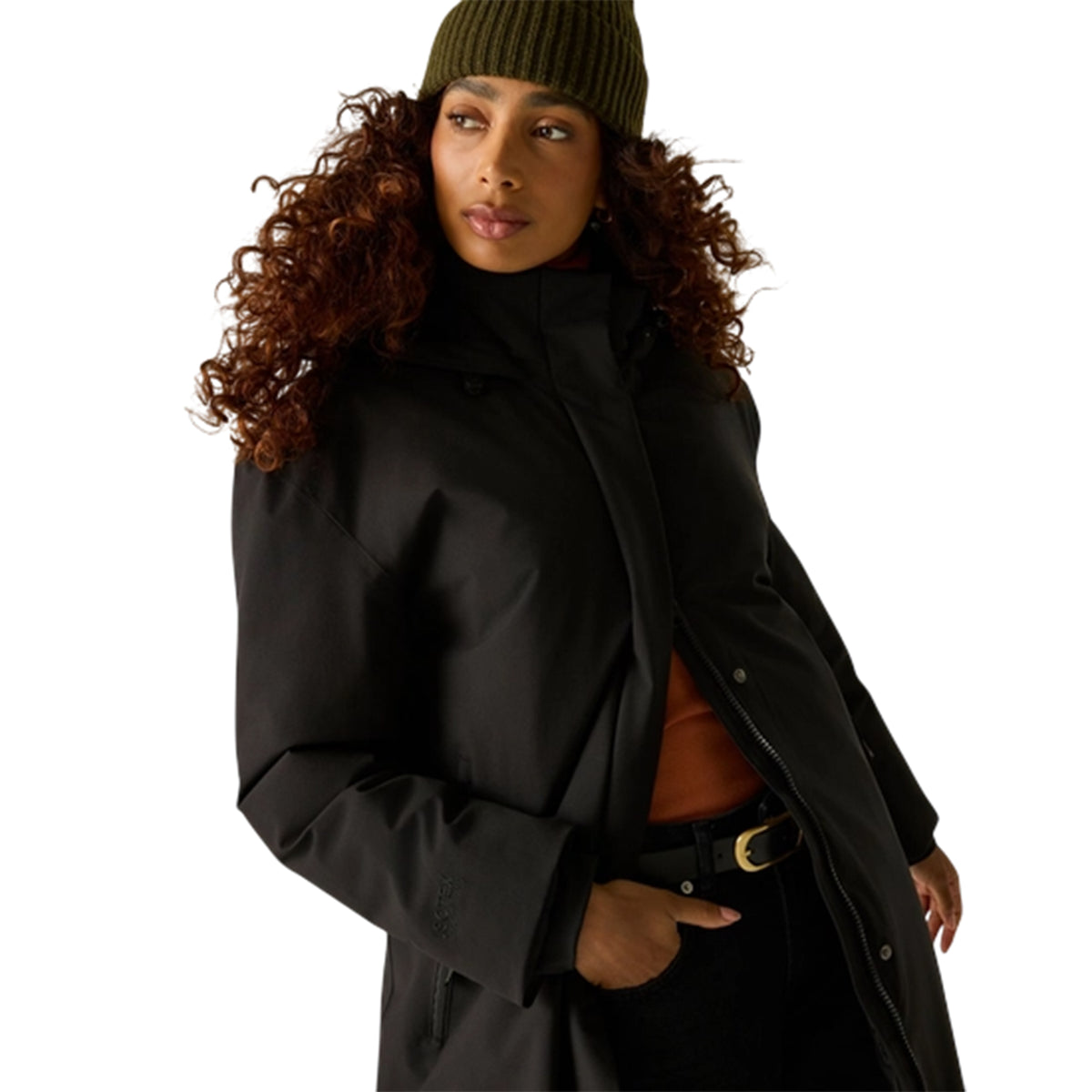 Black - Pack Shot - Regatta Womens-Ladies Janna Waterproof Long Length Insulated Jacket