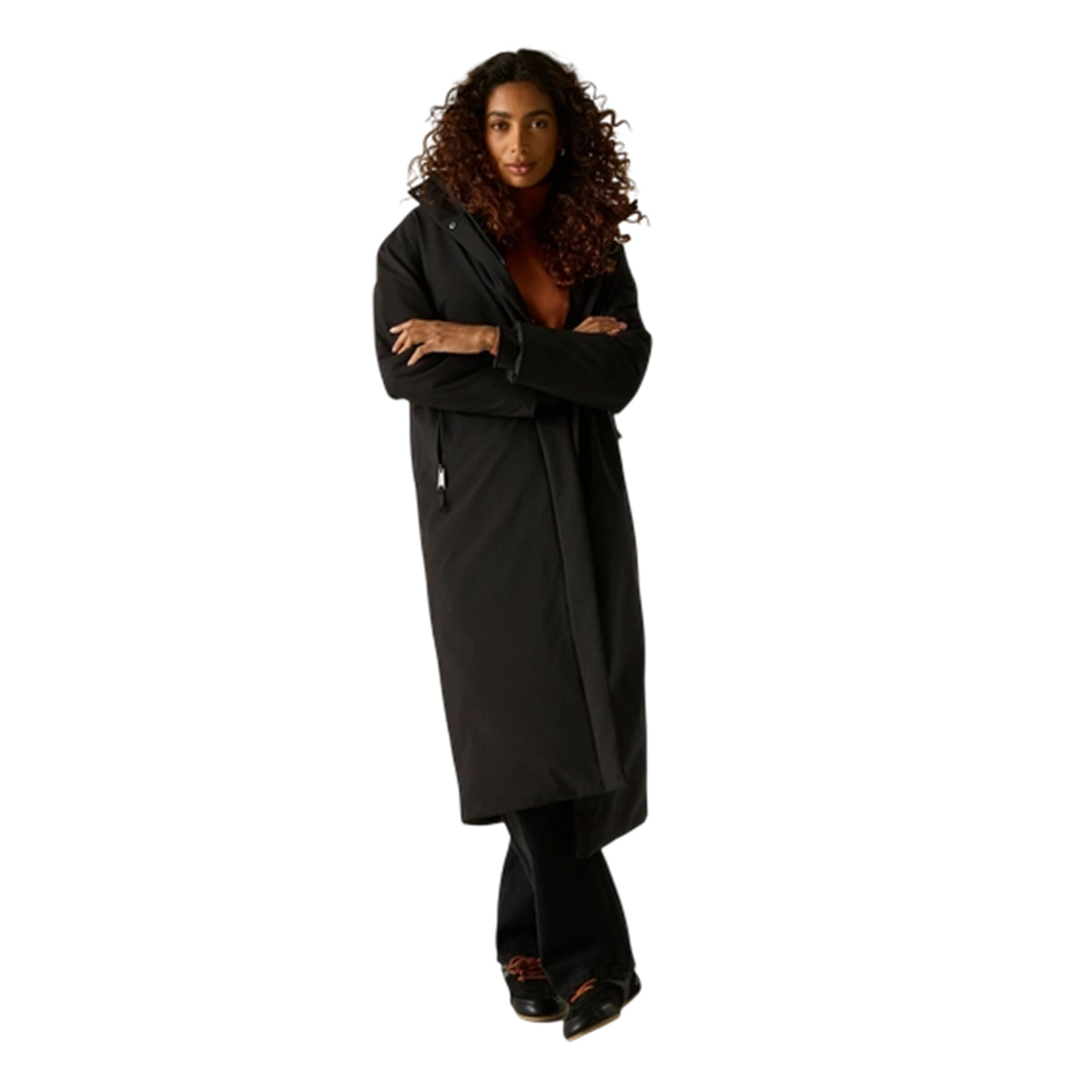 Black - Close up - Regatta Womens-Ladies Janna Waterproof Long Length Insulated Jacket