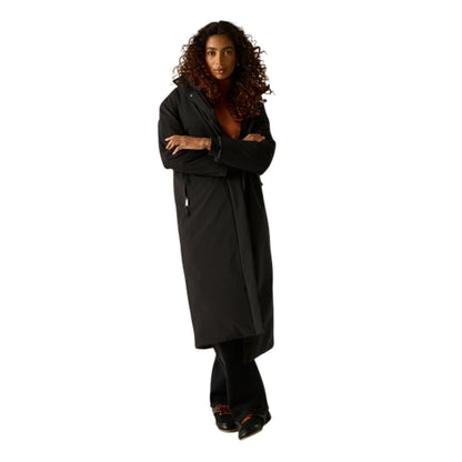 Black - Close up - Regatta Womens-Ladies Janna Waterproof Long Length Insulated Jacket