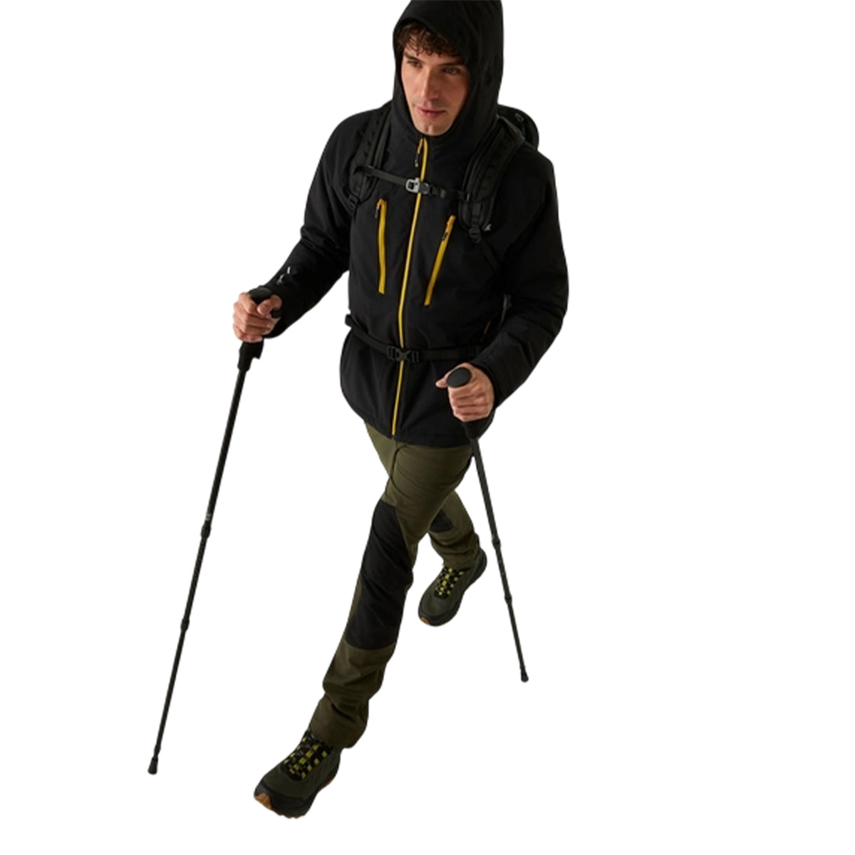 Black-Sunset - Close up - Regatta Mens Highton Two Tone Waterproof Stretch Insulated Jacket