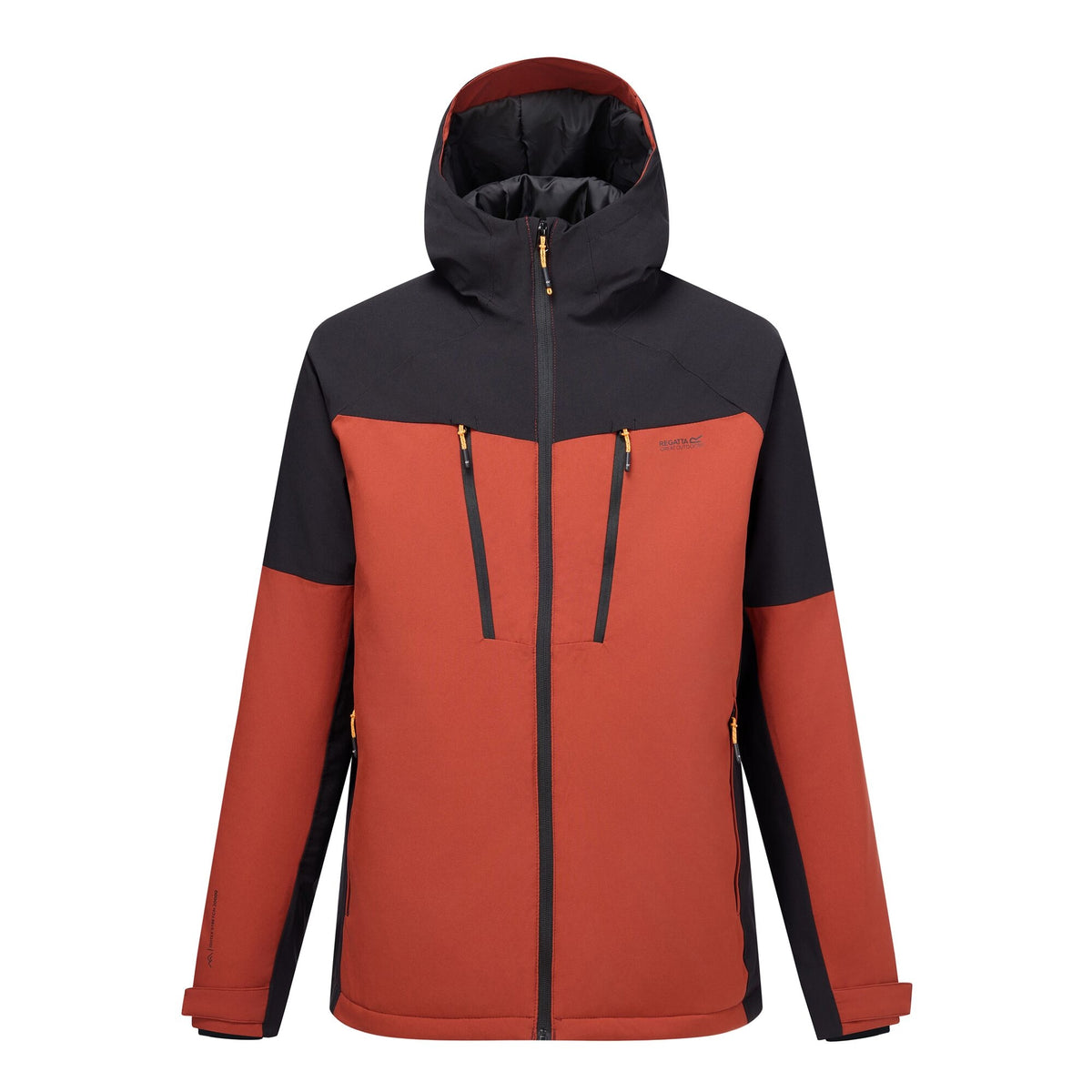 Burnt Henna-Black - Front - Regatta Mens Highton Two Tone Waterproof Stretch Insulated Jacket