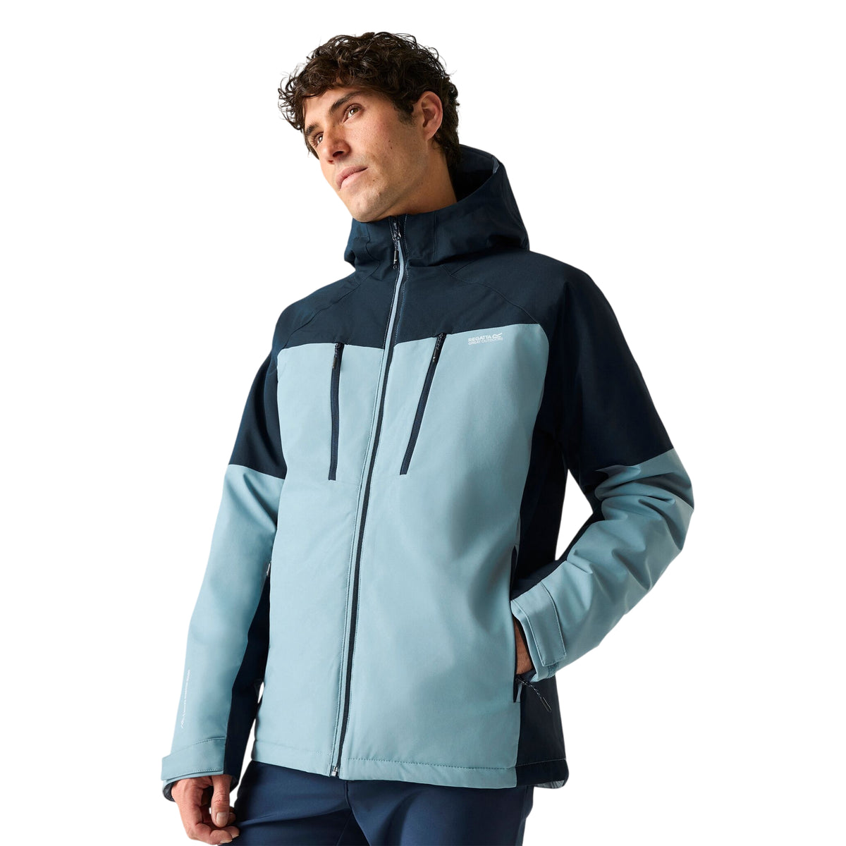 Dusky Blue-Navy - Lifestyle - Regatta Mens Highton Two Tone Waterproof Stretch Insulated Jacket