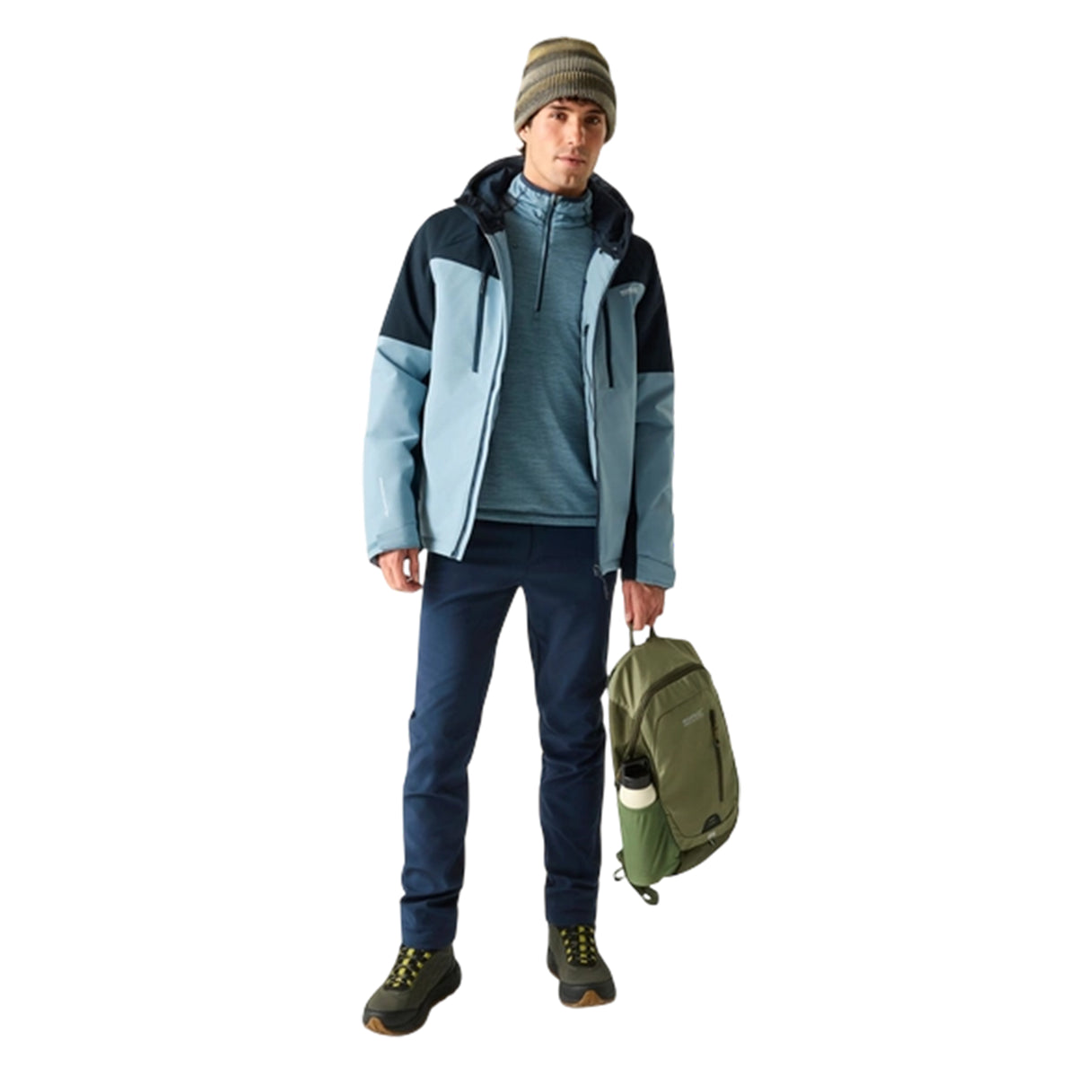 Dusky Blue-Navy - Pack Shot - Regatta Mens Highton Two Tone Waterproof Stretch Insulated Jacket