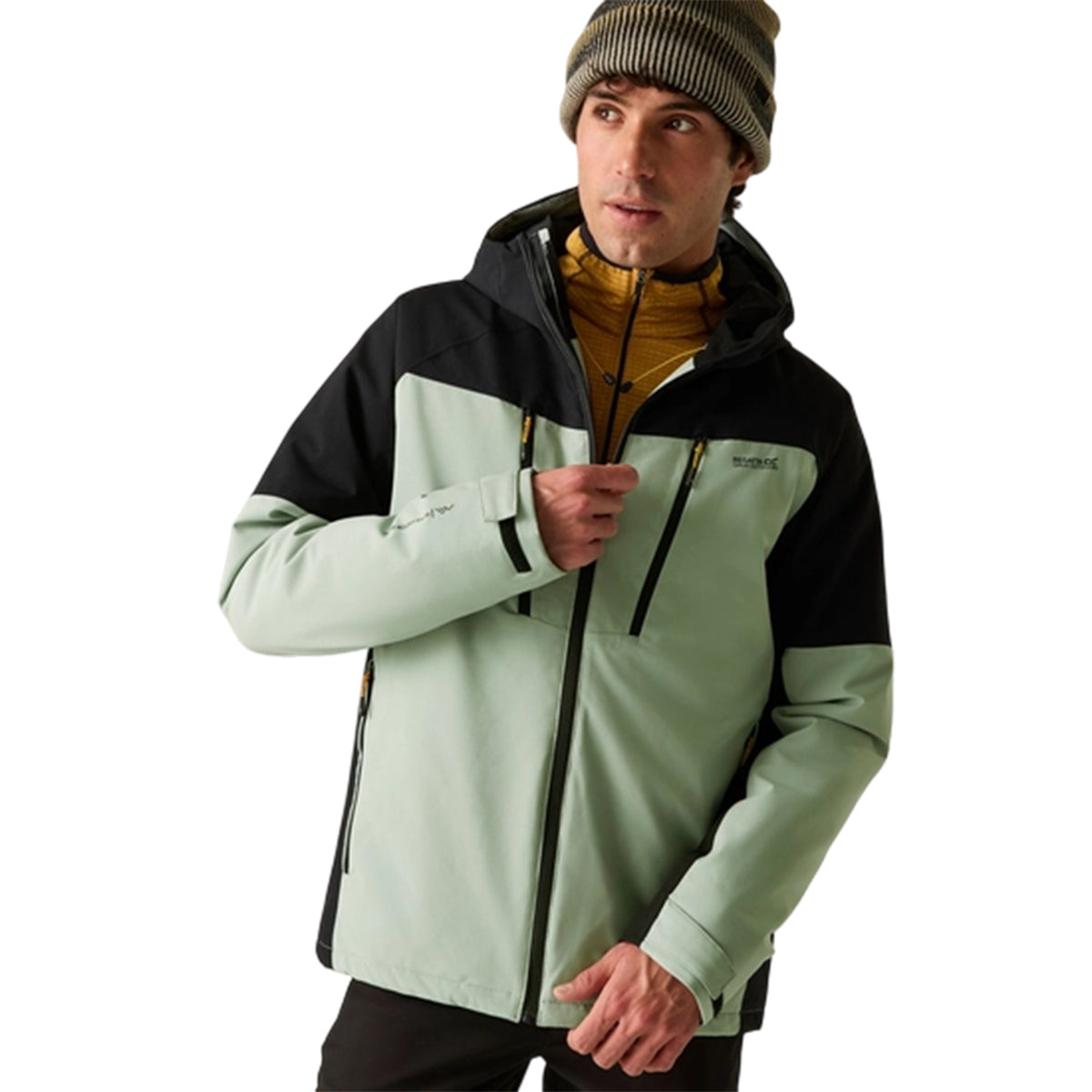 Glacier Green-Black - Pack Shot - Regatta Mens Highton Two Tone Waterproof Stretch Insulated Jacket