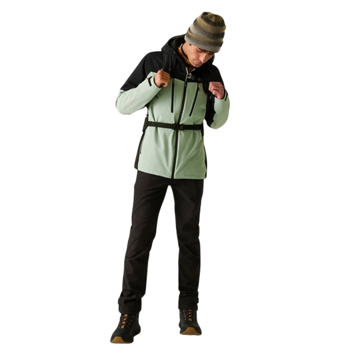 Glacier Green-Black - Close up - Regatta Mens Highton Two Tone Waterproof Stretch Insulated Jacket